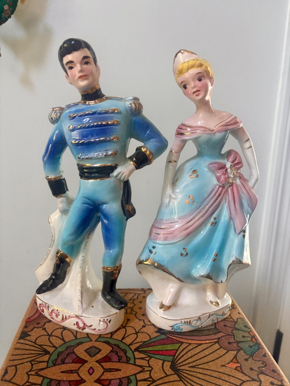 MCM Kreiss Japan Porcelain Royal Prince & Princess Figurine Matching Pair Set